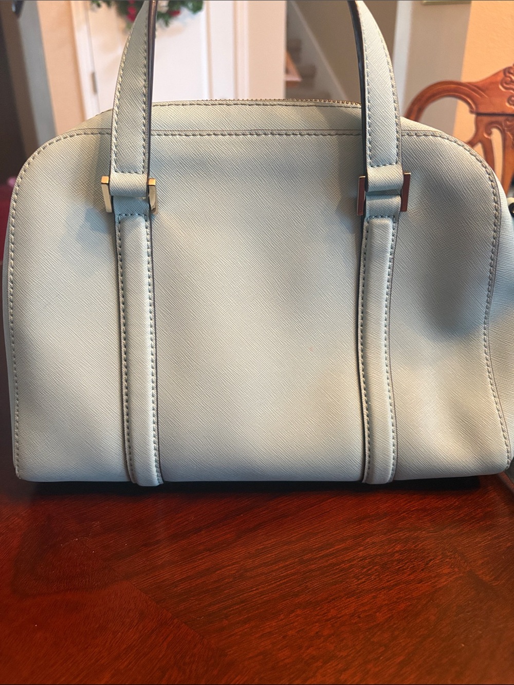 Kate Spade tiffany blue Saffiano leather satchel with detachable strap - Picture 4 of 8
